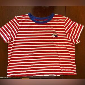 Disney & Old Navy Minnie Mouse Red & White Striped Tee with Blue Neckline